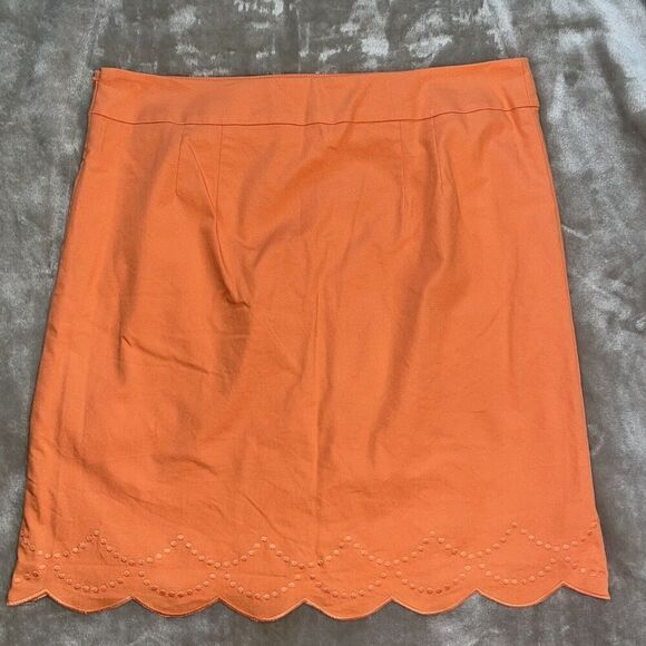 Talbots Womens Skirt Size 10 Orange Cotton Scallop Hem Linen Stretch Hawaii Vaca - Picture 7 of 7